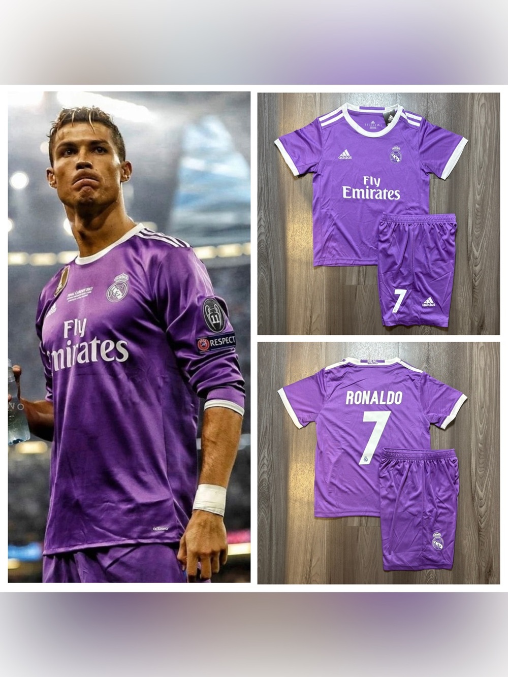 CRISTIANO RONALDO #7 Real Madrid 2016-17 Away Kids Kit